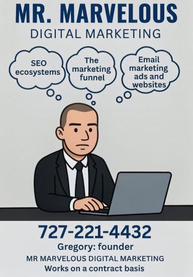 Gregory Founder of Mr Marvelous Digital Marketing hard at work